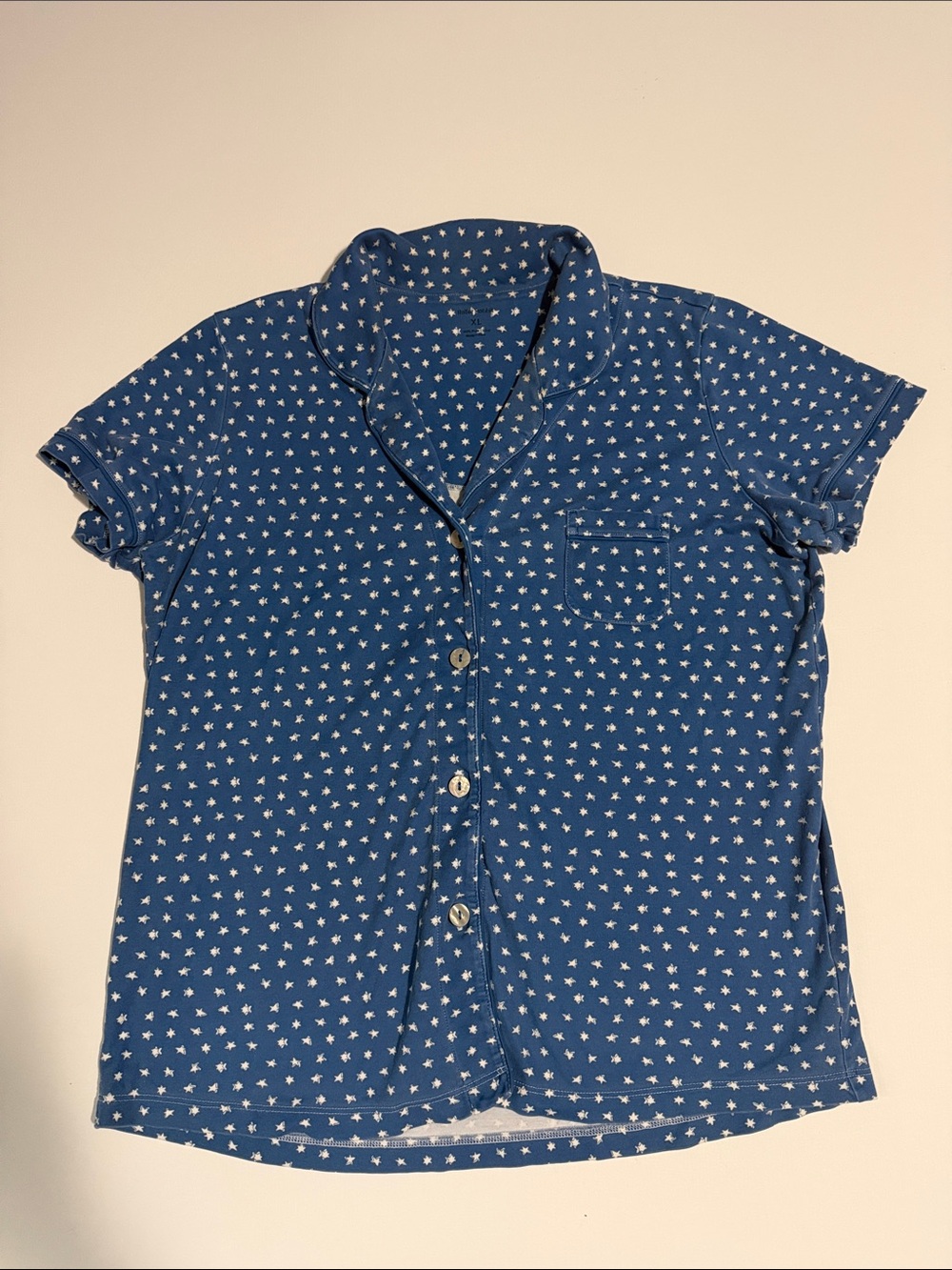 Roller Rabbit Women’s XL Blue Starry Night Polo Pajama Shirt Pima Cotton